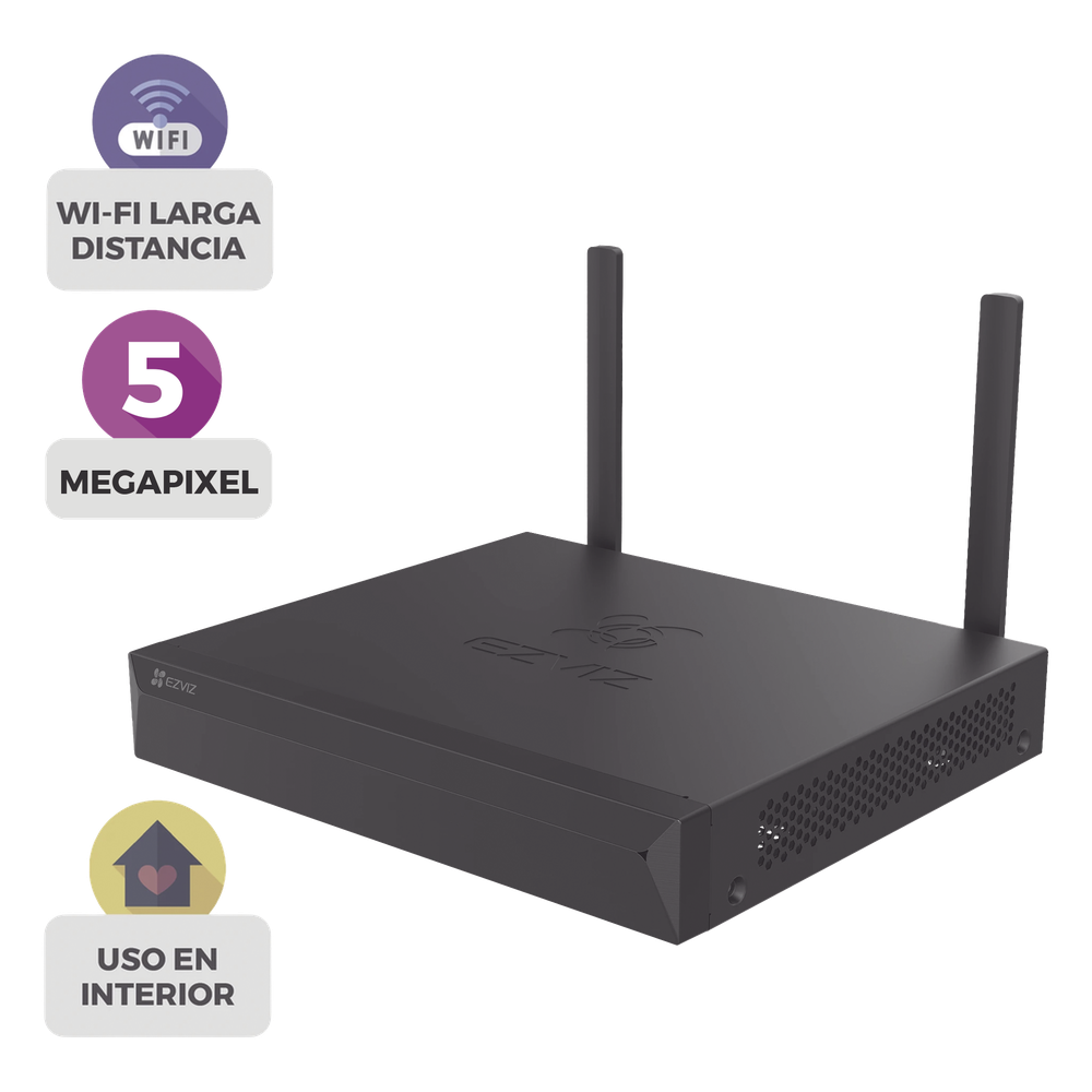 NVR Inalámbrico (WiFi) de 8 Canales IP / Admite Cámaras hasta 5 Megapixel (3K) / Salidas HDMI y VGA / H.265 / Almacenamiento hasta 8 TB