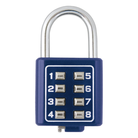Candado Digital de Combinación M35 / No Requiere Llave / Combinación única integrada por 4 dígitos / Color Azul.