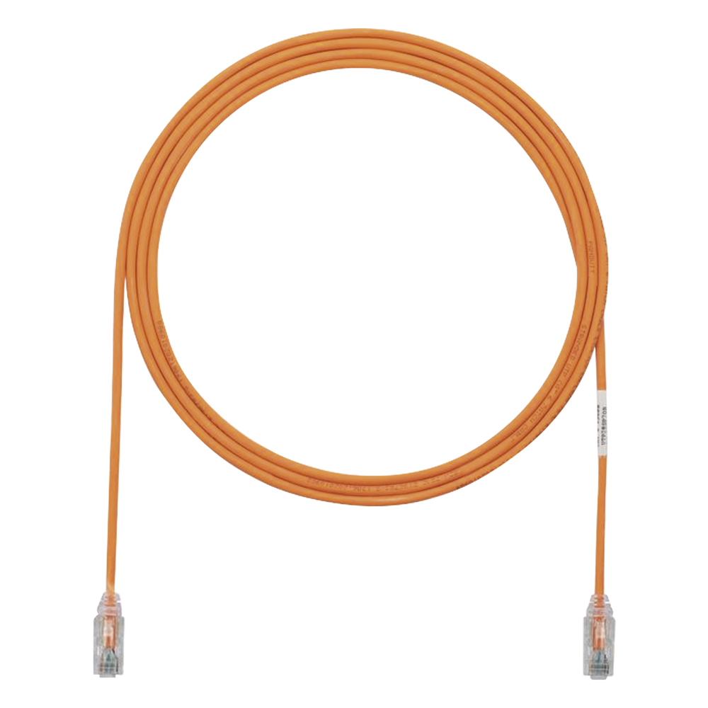 Cable de Parcheo TX6, UTP Cat6, Diámetro Reducido (28AWG), Color Naranja, 2.13 Metros (7 Pies)