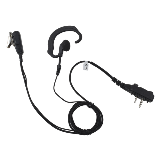 Micrófono de solapa con gancho suave para la oreja y fibra trenzada para puerto de accesorios Icom de 2 pines con tornillos