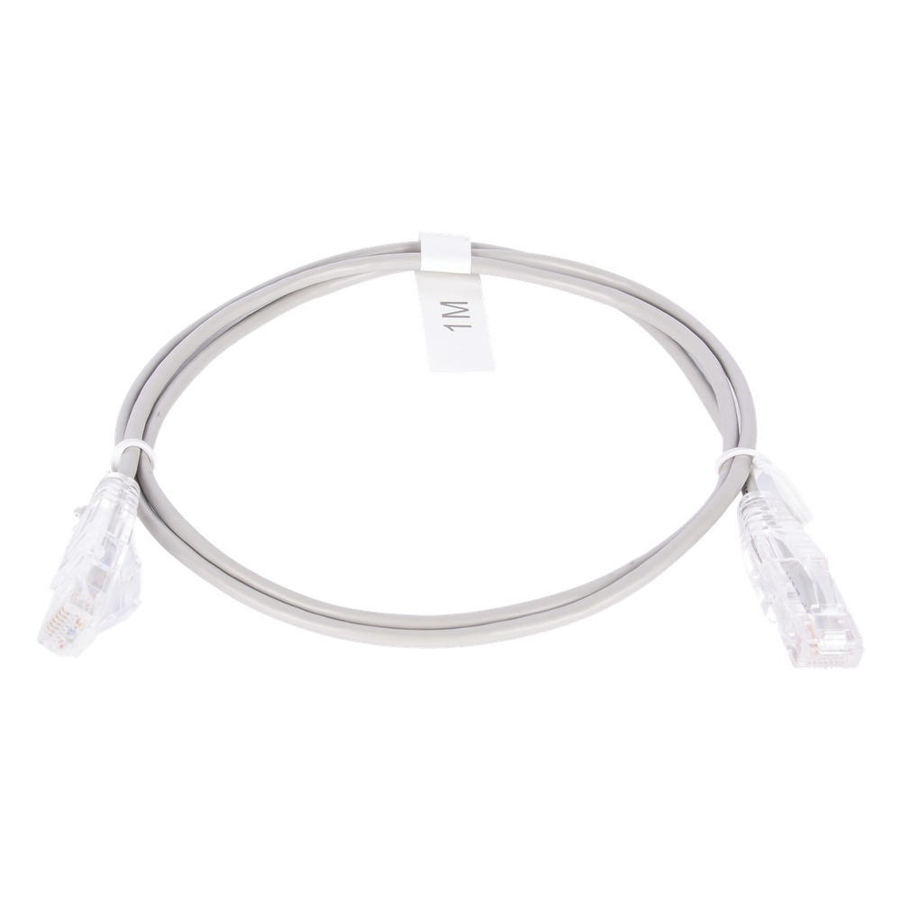 Cable de Parcheo Slim UTP Cat6 - 1 Metro (3.28 Pies), Gris, Diámetro Reducido (28 AWG)
