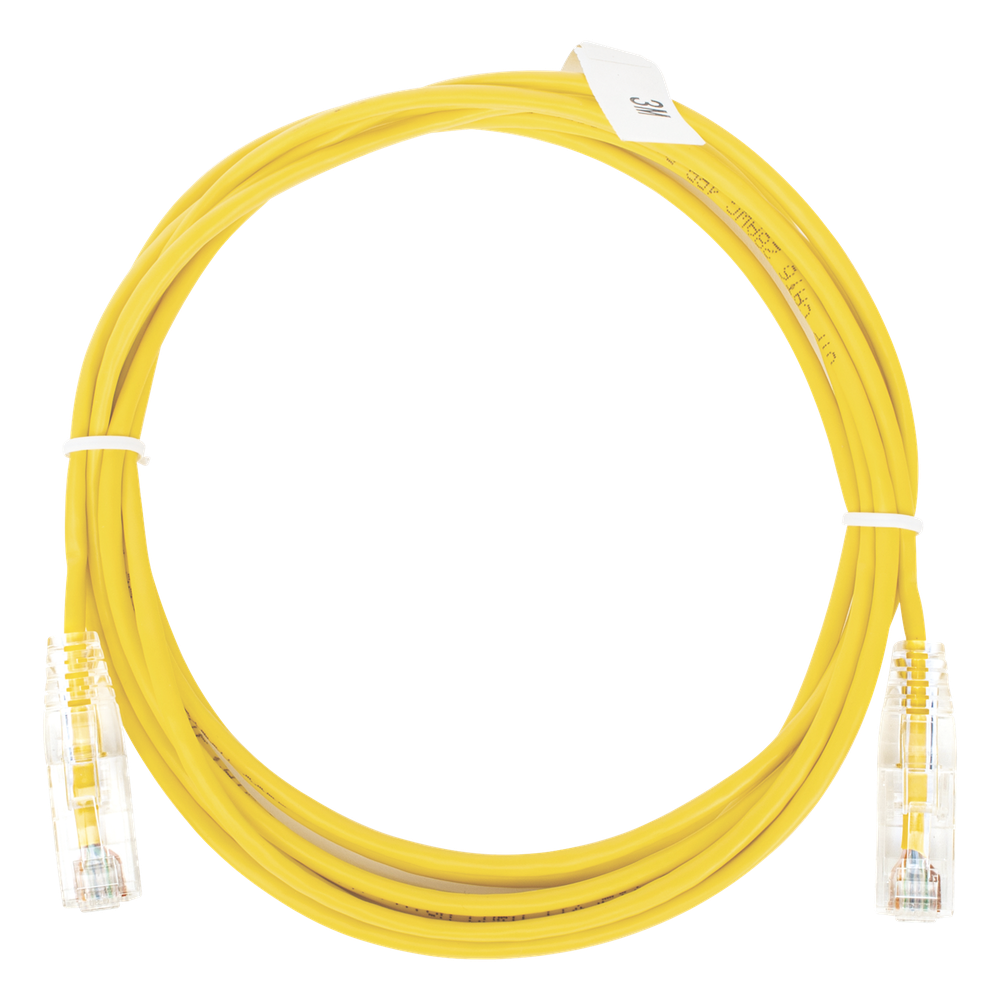 Cable de Parcheo Slim UTP Cat6 - 3 Metros (9.84 Pies) Amarillo Diámetro Reducido (28 AWG)