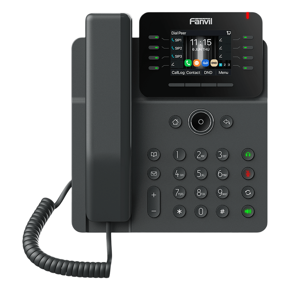 Teléfono IP Empresarial / 12 Líneas SIP / Pantalla Color 2.8" HD 320x240 / Audio HD G.722 y Opus / Conferencia 6 Vías / Bluetooth 5.4 / PoE 802.3af