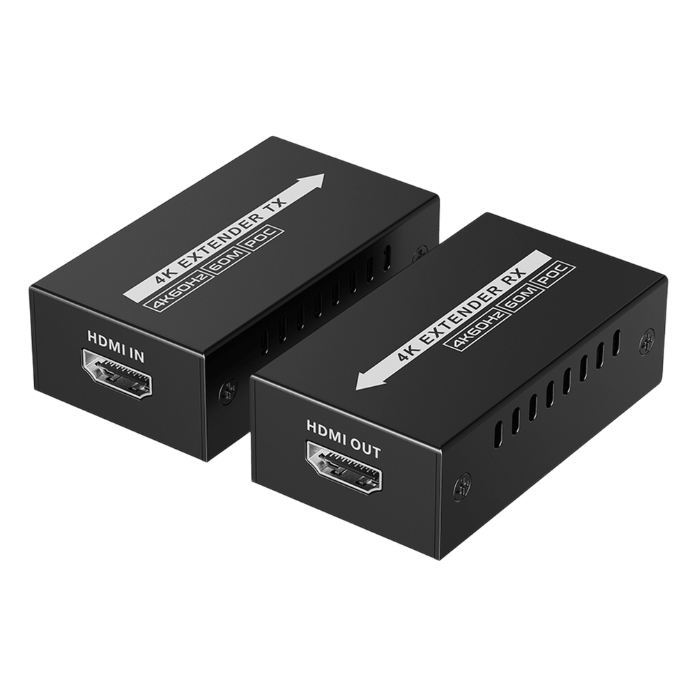 Kit extensor HDMI de tamaño mini | 4K60Hz a 60 metros | Solo requiere alimentación TX | Sobre CAT6/CAT6A/CAT7 |
