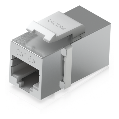 Keystone Coupler Cat6A Pass-Through para Cable Ethernet Preterminado, Instalación Snap-In en Patch Panel, Paquete con 12 Piezas