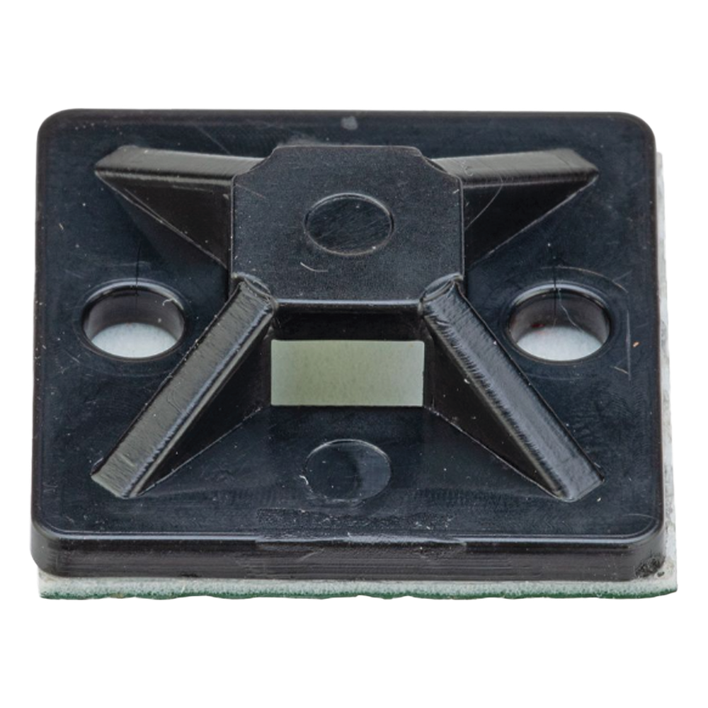 Montaje-Sujetador Adhesivo STRONGHOLD de 4 Vías de 3/4" x 3/4" x 1/4", Color Negro, Nylon 6.6 Retardante de Llamas V-2, Paquete de 100pz