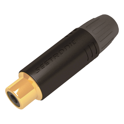 Conector Hembra RCA | Carcasa Enchapada en Negro | Contacto Enchapado en Oro | Cable OD 3.5-6.5mm