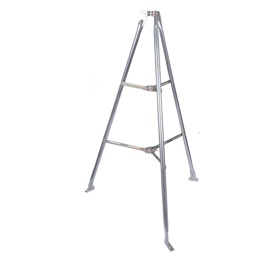 Montaje de tripie para exterior, altura total del tripie 1.52 m. Compatible con mástiles de hasta 3 m de largo 1 1/4 a 2" de diámetro