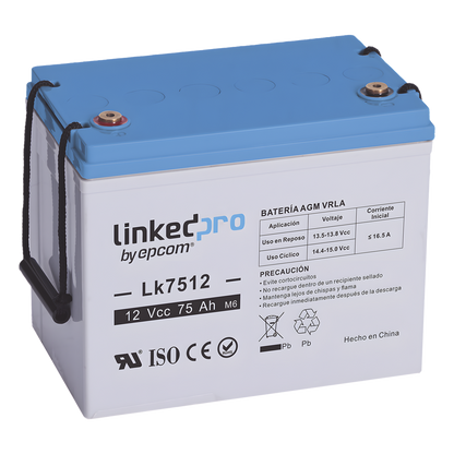 Batería de respaldo 12 V | 75 Ah | AGM | Especial para equipo electrónico | UPS | Sistemas de Emergencia | Aplicaciones Fotovoltaicas | Terminales T3