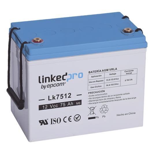 Batería de respaldo 12 V | 75 Ah | AGM | Especial para equipo electrónico | UPS | Sistemas de Emergencia | Aplicaciones Fotovoltaicas | Terminales T3