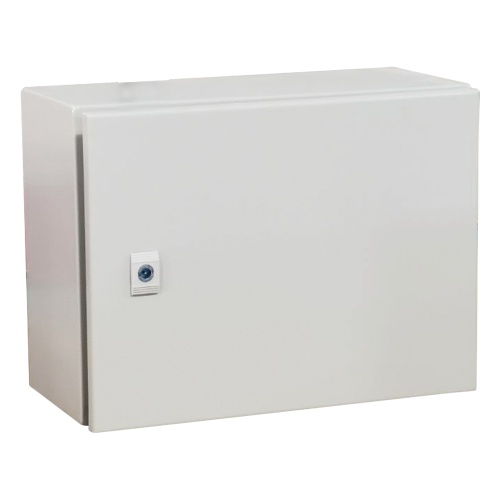 Gabinete de Acero IP66 Uso en Intemperie (500 x 300 x 300 mm) con Placa Trasera Interior Metálica y Compuerta Inferior Atornillable (Incluye Chapa y