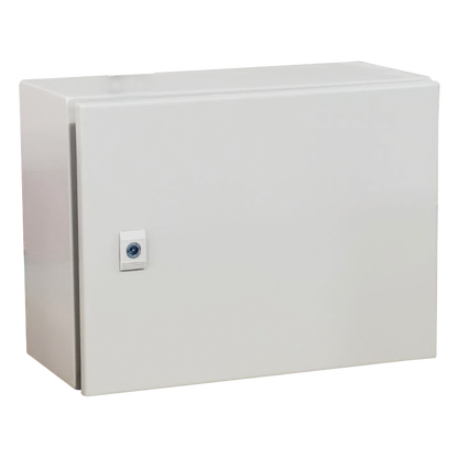 Gabinete de Acero IP66 Uso en Intemperie (500 x 300 x 300 mm) con Placa Trasera Interior Metálica y Compuerta Inferior Atornillable (Incluye Chapa y