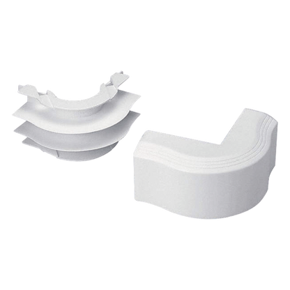 Esquinero exterior, para uso con canaleta T45, Material PVC Rígido, Color Blanco Mate