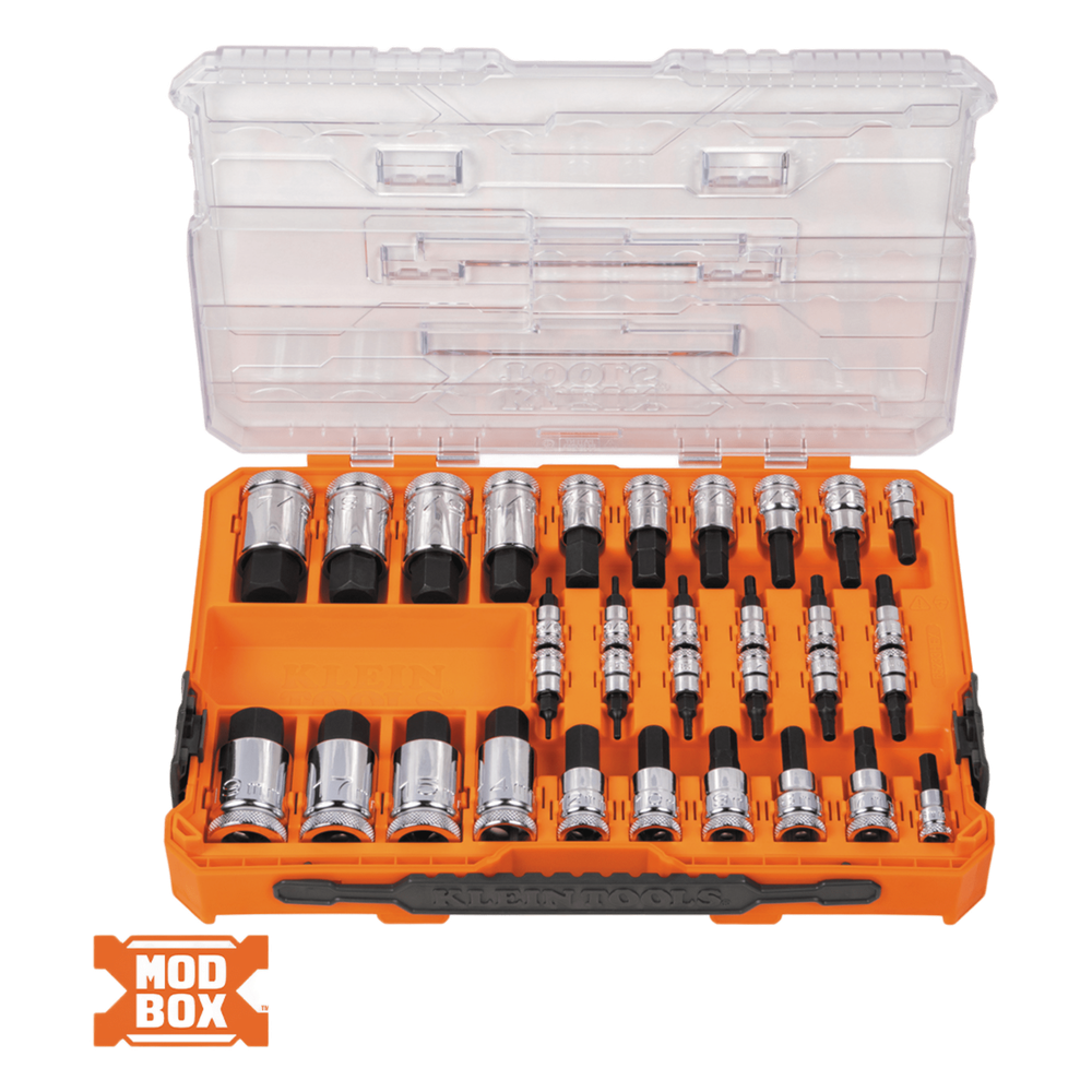 Juego de Dados Moleteados / SAE-Métrico-Hex-Torx® / 32 Piezas / Acabado Moleteado para Mejor Agarre / Marcado en Relieve / Incluye Llaves Cuadradas