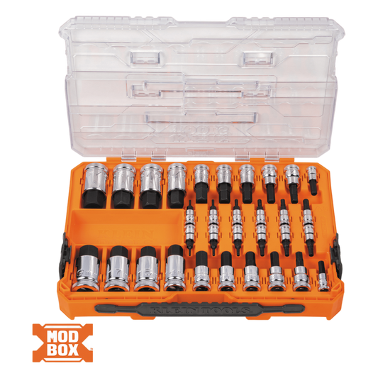 Juego de Dados Moleteados / SAE-Métrico-Hex-Torx® / 32 Piezas / Acabado Moleteado para Mejor Agarre / Marcado en Relieve / Incluye Llaves Cuadradas