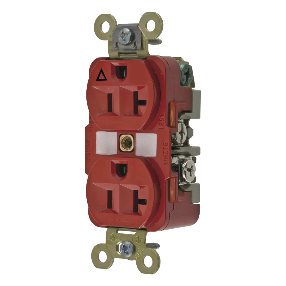 Contacto Dúplex Conexión a Tierra Aislada/ 20 A 125 V/ 2 polos 3 Hilos/ Color Rojo/ Nema 5- 20R/ Grado Industrial.