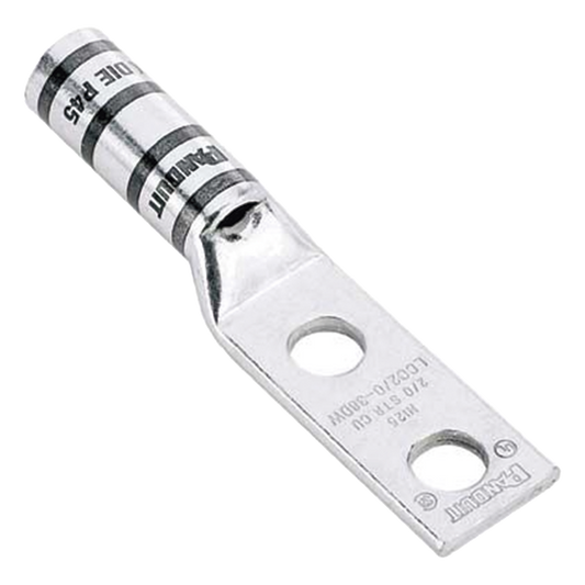 Zapata de compresión LCC6-12W-L para cal. 6 Awg, Doble barreno para tornillo prisionero de 1/2, Espaciado de orificio 44.5mm, 1 Pz
