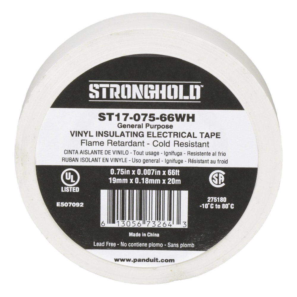Cinta Eléctrica STRONGHOLD para Aislar, de PVC, Uso General Reparación y Mantenimiento, Grosor de 0.18mm (7 mil), Ancho de 19mm, y 20.12m de Largo