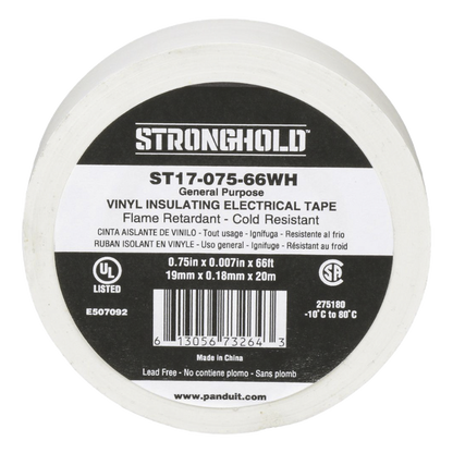 Cinta Eléctrica STRONGHOLD para Aislar, de PVC, Uso General Reparación y Mantenimiento, Grosor de 0.18mm (7 mil), Ancho de 19mm, y 20.12m de Largo