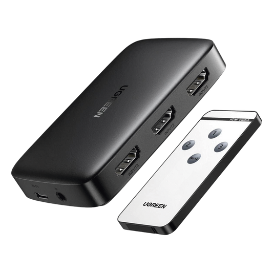 Conmutador HDMI (Switch) 4K@30Hz | 3 Entradas a 1 Salida | 3D | Transmisión Estable | Incluye Control Remoto | Receptor de Infrarrojos | Indicador