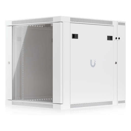 UACC Rack Cabinet 12U (600 x 703 mm) - Gabinete Cerrado para Montaje en Pared con Puerta Frontal de Vidrio Templado, Puerta Trasera Abatible