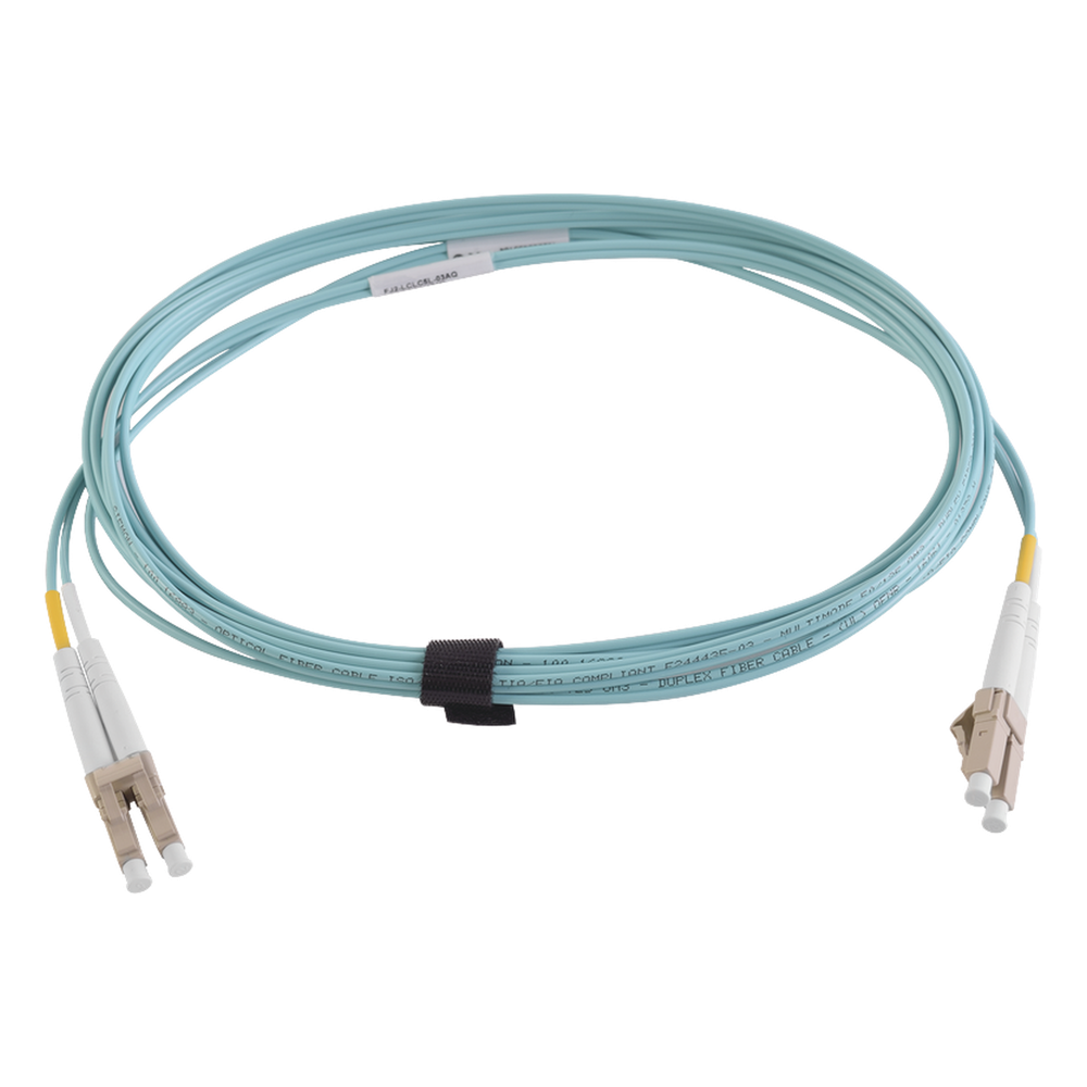 Jumper de Fibra Óptica Multimodo 50/125 XGLO OM4, LC-LC Duplex, OFNR, Color Aqua, 2 Metros (6.56 Pies)