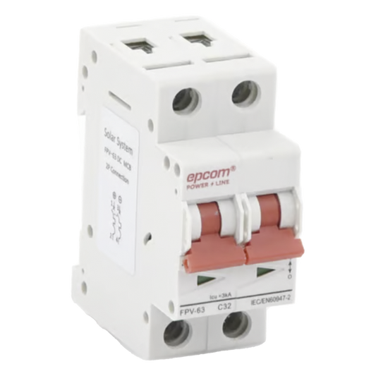 Protección Térmica/ Interruptor 2P, 32A, Corriente Directa 800 Vcc para Aplicación Fotovoltaica Montaje Riel DIN