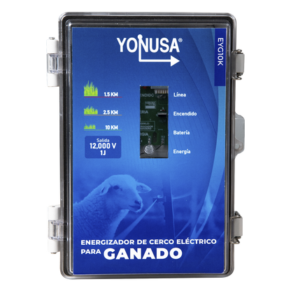 Energizador para Ganado 10,000Volts-2JOULES/ 25,000 metros lineales de protección / Cercas Electrificadas