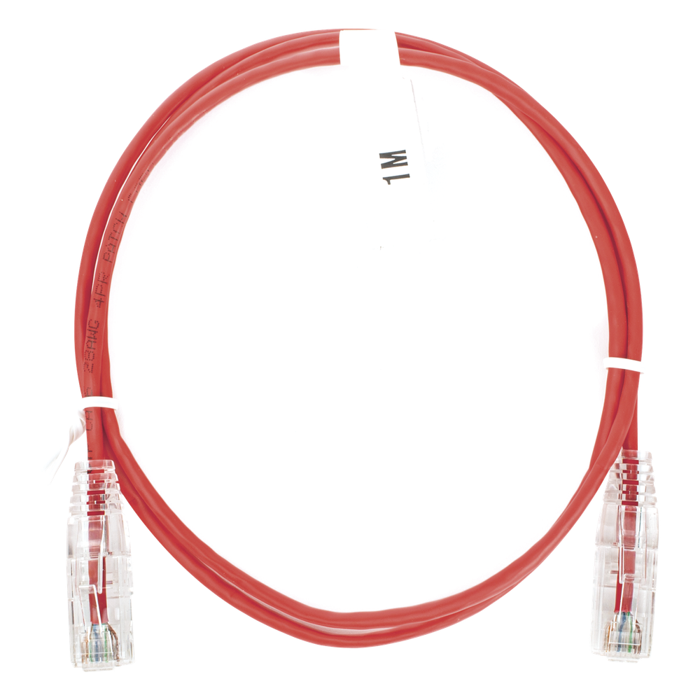 Cable de Parcheo Slim UTP Cat6 - 1 Metro (3.28 Pies), Rojo, Diámetro Reducido (28 AWG)