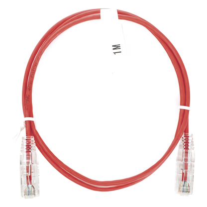 Cable de Parcheo Slim UTP Cat6 - 1 Metro (3.28 Pies), Rojo, Diámetro Reducido (28 AWG)