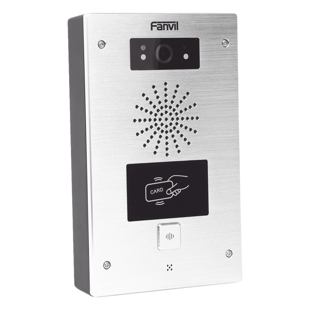 Video portero IP, 2 líneas SIP, 2 relevadores, lector de tarjeta RFID, Compatible con NVR Hikvision por Onvif, con botón para llamada