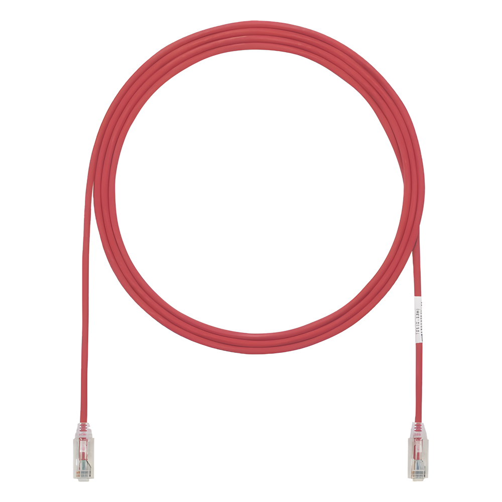Cable de Parcheo TX6, UTP Cat6, Diámetro Reducido (28AWG), Color Rojo, 3.05 Metros (10 Pies)