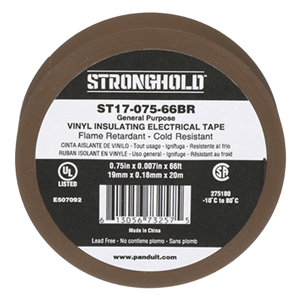 Cinta Eléctrica STRONGHOLD para Aislar, de PVC, Uso General Reparación y Mantenimiento, Grosor de 0.18mm (7 mil), Ancho de 19mm, y 20.12m de Largo