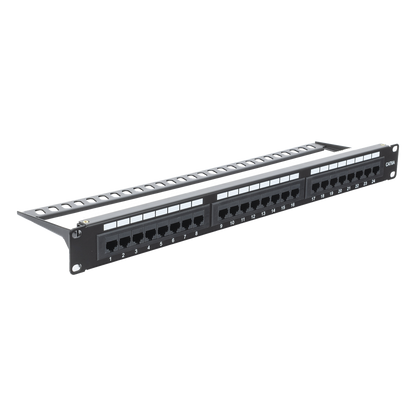 Panel de Parcheo de Impacto (110) UTP de 24 Puertos Cat6A, 19 Pulgadas (48.26 cm), con Barra para Organizar Cables y Espacio para Etiqueta