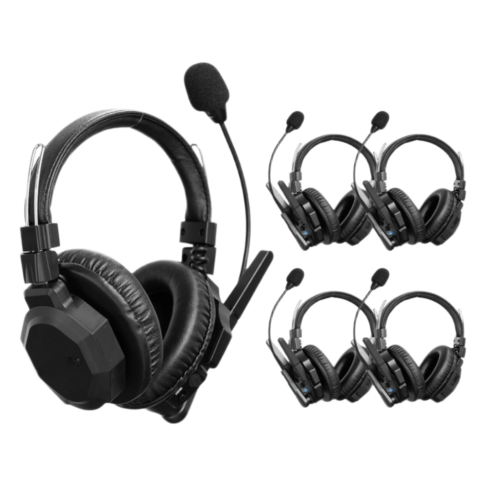 Intercomunicador Inalámbrico Binaural / Cancelación de Ruido IA / Rango 500 m (1640 ft) / Bluetooth / Batería 1050mAh / Resistente a Lluvia / Kit 5