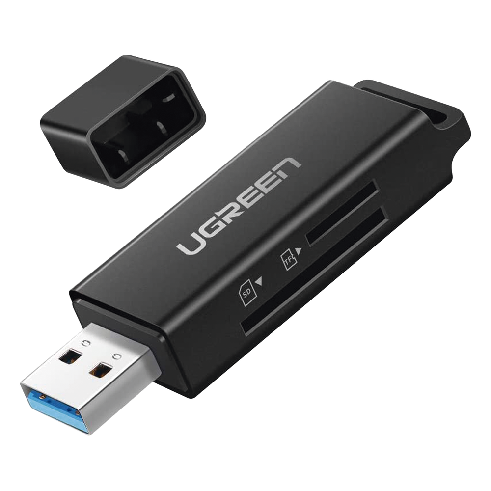 Lector de tarjetas SD portátil USB 3.0 de doble ranura / adaptador de tarjeta de memoria flash concentrador para TF SD Micro SD SDXC SDHC MMC RS-MMC