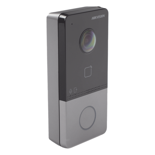 Videoportero IP 2 Megapixel / PoE Estandar / IP65 / Apertura desde Hik-connect / Soporta 1 Departamento y Hasta 6 Monitores / Soporta Tarjetas Mifare