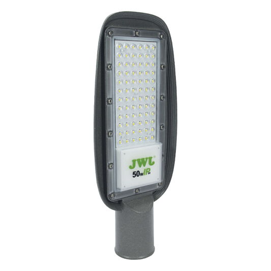 Luminaria LED de 50 W/ 100 - 265 V CA ~50/60 Hz / Fotocelda / Color Blanco/ Dimensiones 160 x 390 x 78 mm / Ángulo de Luz 135°.