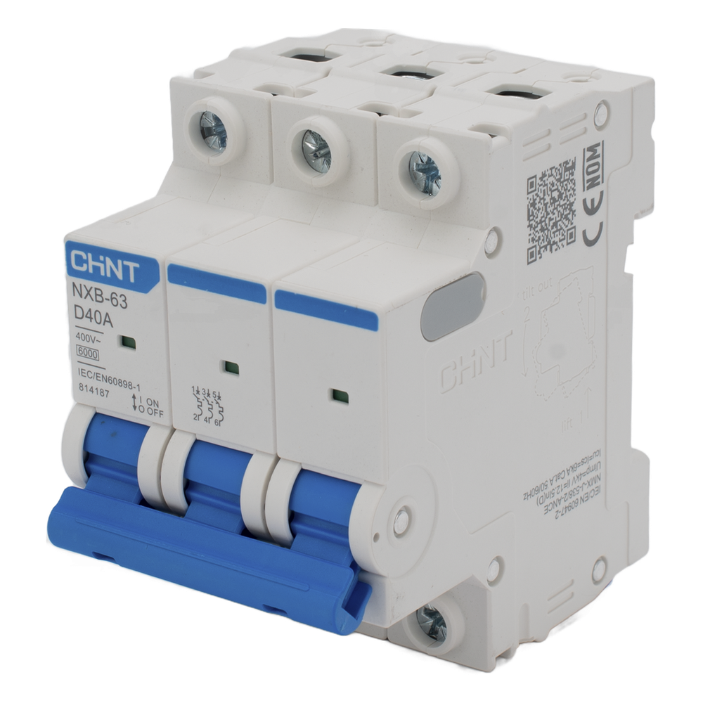 Pastilla para Riel Din, 3 Polos, 40 Amp, Vca:110/415v, 6kA, Catálogo: NXB633PD40.