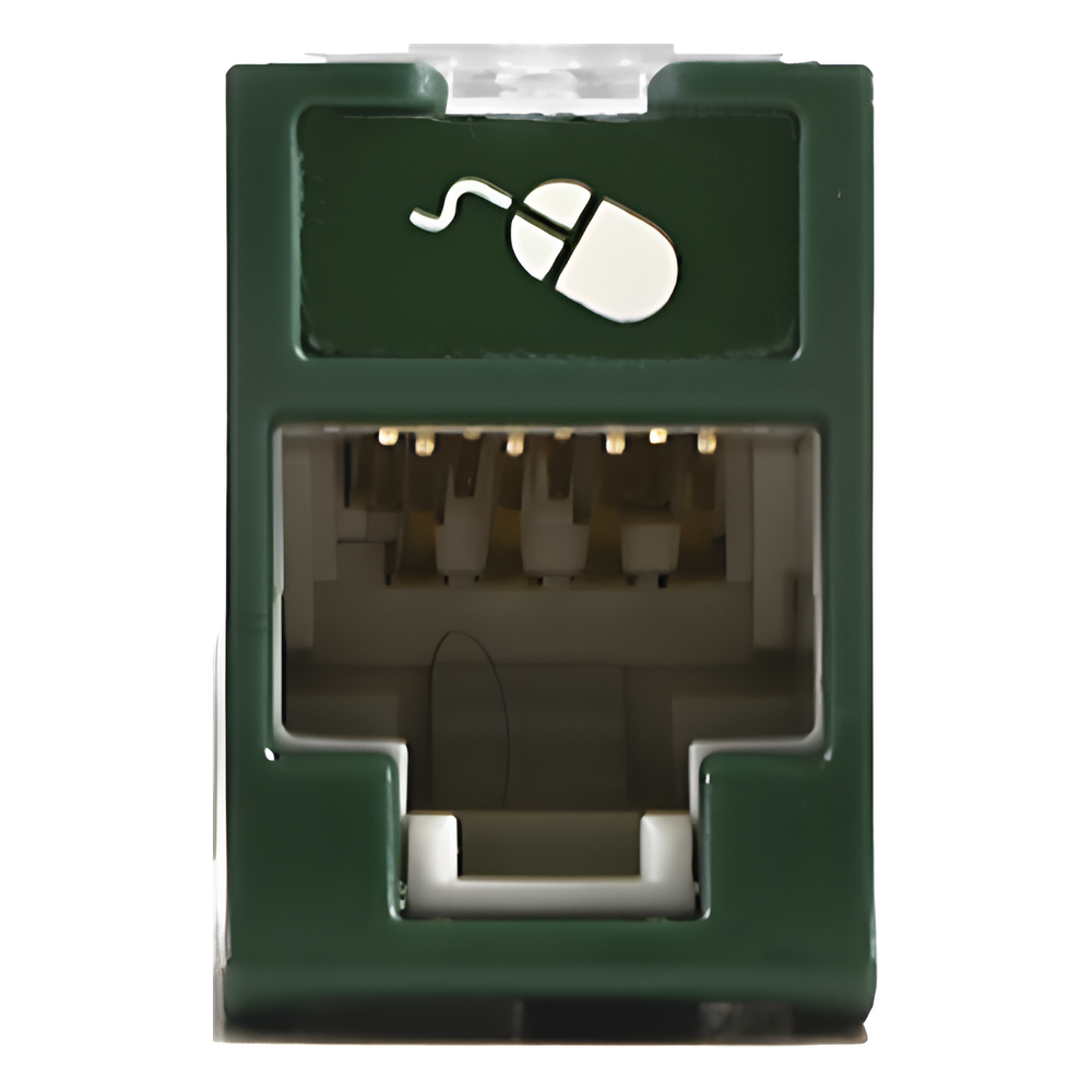 Jack UltraMAX Cat5e, UTP, Montaje Híbrido en Placa de Pared (Plano y Angulado), Color Verde, Punch Down