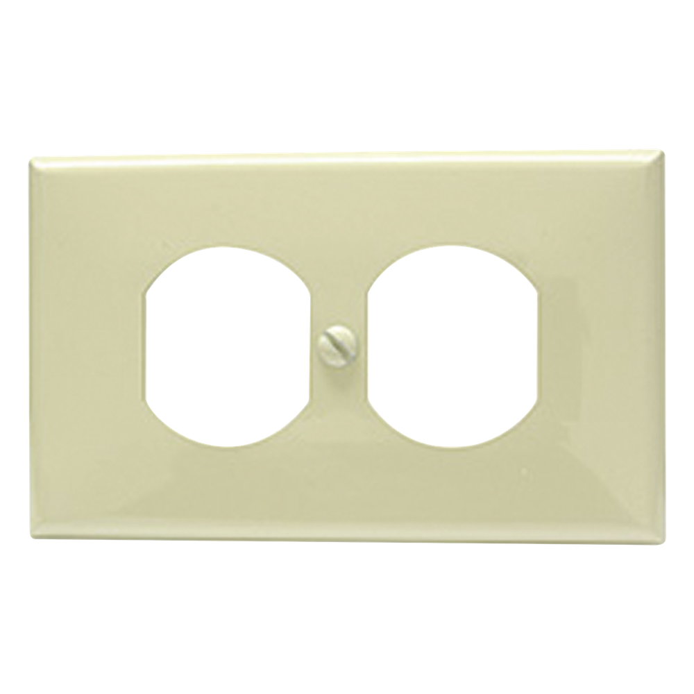 Placa de plástico para contacto dúplex color marfil.