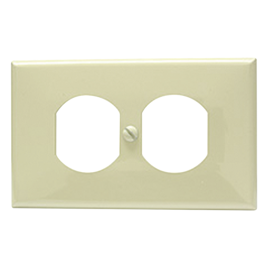 Placa de plástico para contacto dúplex color marfil.