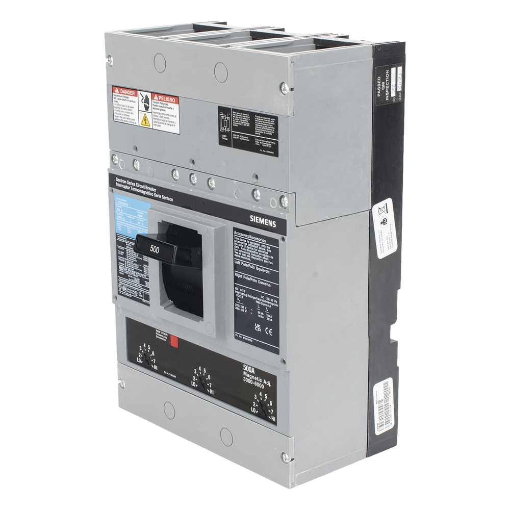 Interruptor Termomagnético 600V 3X500A, Sin zapatas principales.