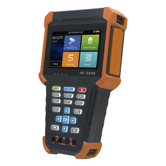 Tester de Video Profesional | Pantalla 4" Touch | Ideal para Cámaras IP/ HD (TVI, CVI, AHD y CVBS) | 4K | H.265/H.264 | PoE | WiFi | Cable Tester |