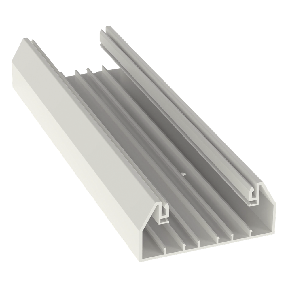 Base para canaleta T-70, de PVC rígido, con orificios perforados para montaje, 103.3 x 44.9 x 2400 mm, Color Blanco Mate