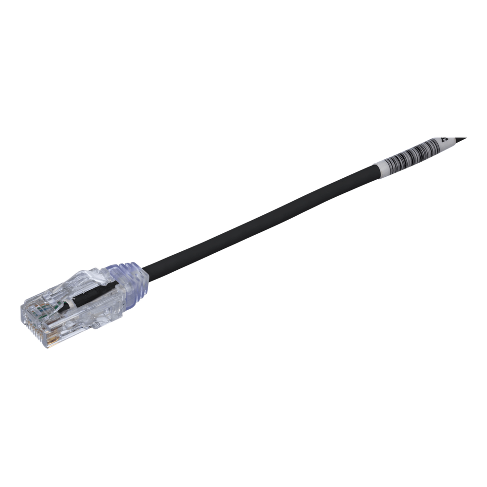 Cable de Parcheo TX6, UTP Cat6, Diámetro Reducido (28AWG), Color Negro, 20 cm (7.87 pulgadas)