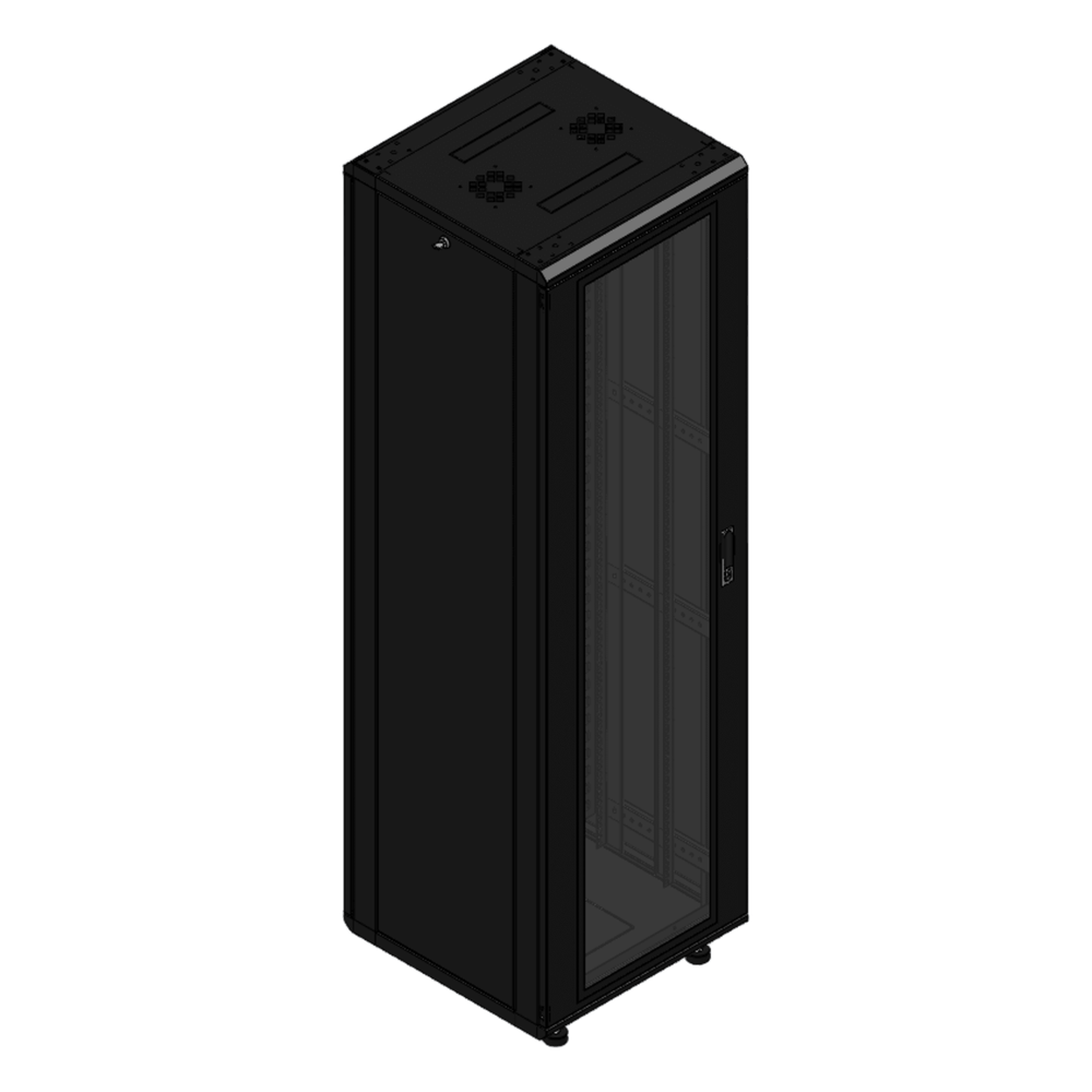 Gabinete rackeable de piso de 42U, compatible con estándar 19 pulgadas, equipado con puerta frontal de cristal para una mejor visibilidad y