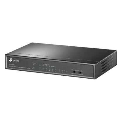 Switch PoE No Administrable de Escritorio / 8 puertos 10/100 Mbps / 4 puertos PoE af / Presupuesto 41 W / Modo extensor PoE hasta 250 metros