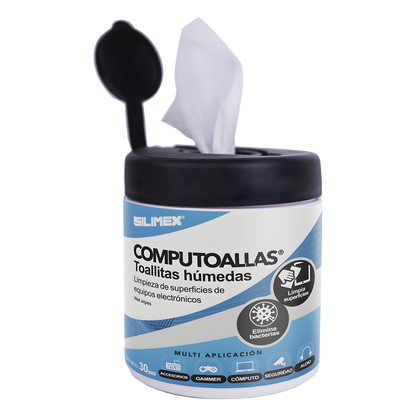 Toallas húmedas antibacteriales, para limpieza de gabinetes, equipos de cómputo, audio, vídeo y telefonía, 30 piezas