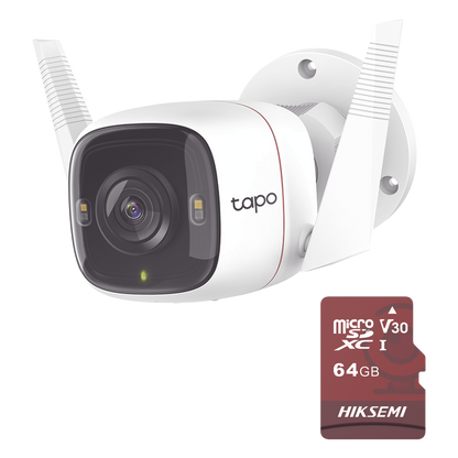 Kit de Cámara IP Wi-Fi / Incluye 1 Pieza Modelo TAPO-C320WS / Utiliza La App Tapo / 1 Memoria Micro SD Modelo Mod HS-TF-E1/64G